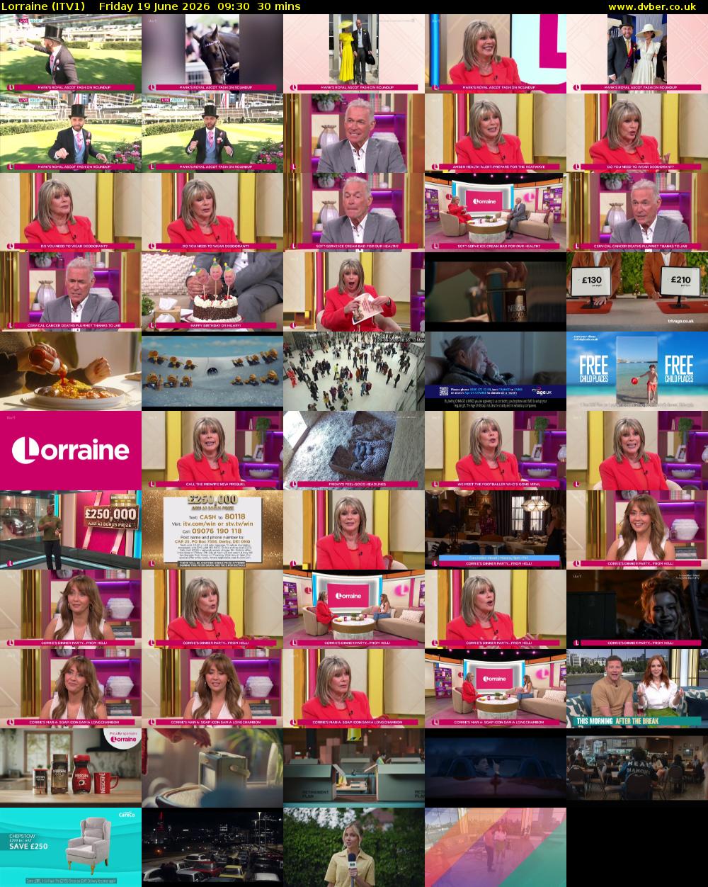 Lorraine (ITV1) Friday 19 June 2026 09:30 - 10:00