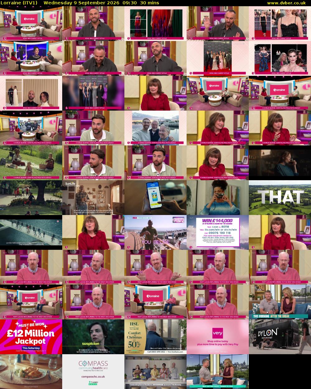 Lorraine (ITV1) Wednesday 9 September 2026 09:30 - 10:00