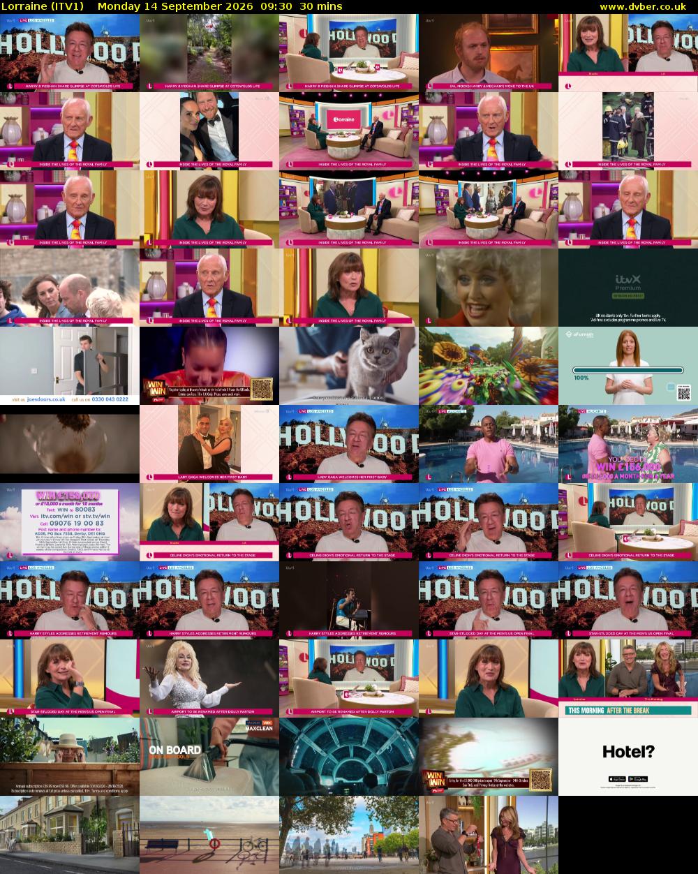 Lorraine (ITV1) Monday 14 September 2026 09:30 - 10:00