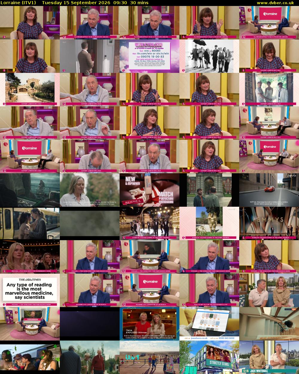 Lorraine (ITV1) Tuesday 15 September 2026 09:30 - 10:00