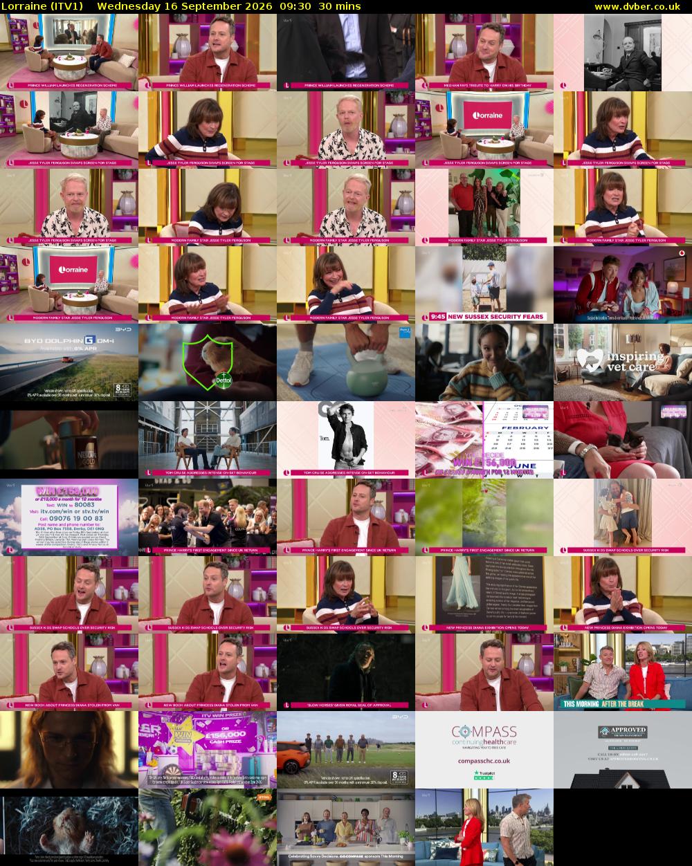 Lorraine (ITV1) Wednesday 16 September 2026 09:30 - 10:00