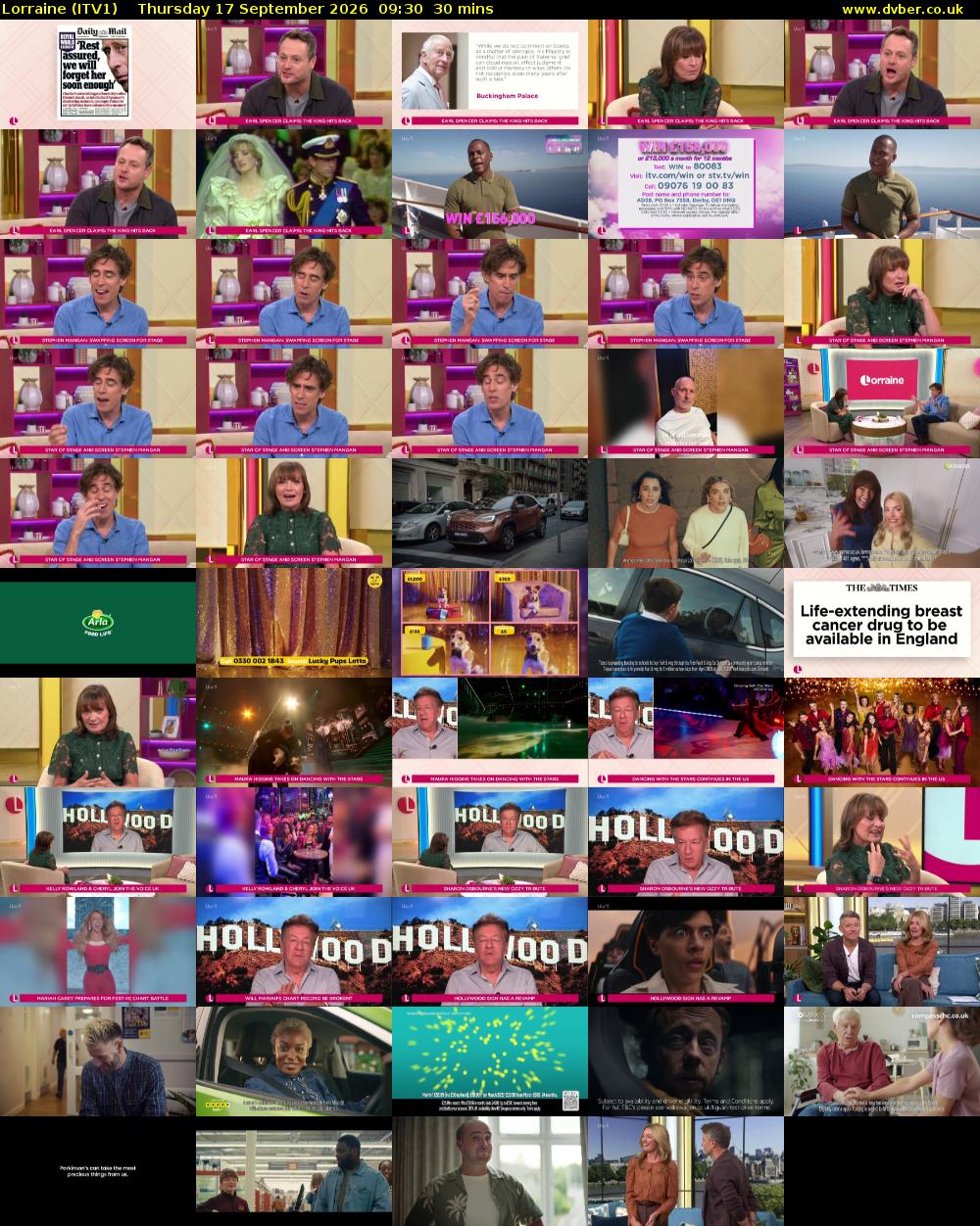 Lorraine (ITV1) Thursday 17 September 2026 09:30 - 10:00