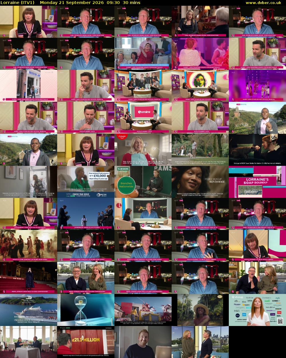 Lorraine (ITV1) Monday 21 September 2026 09:30 - 10:00