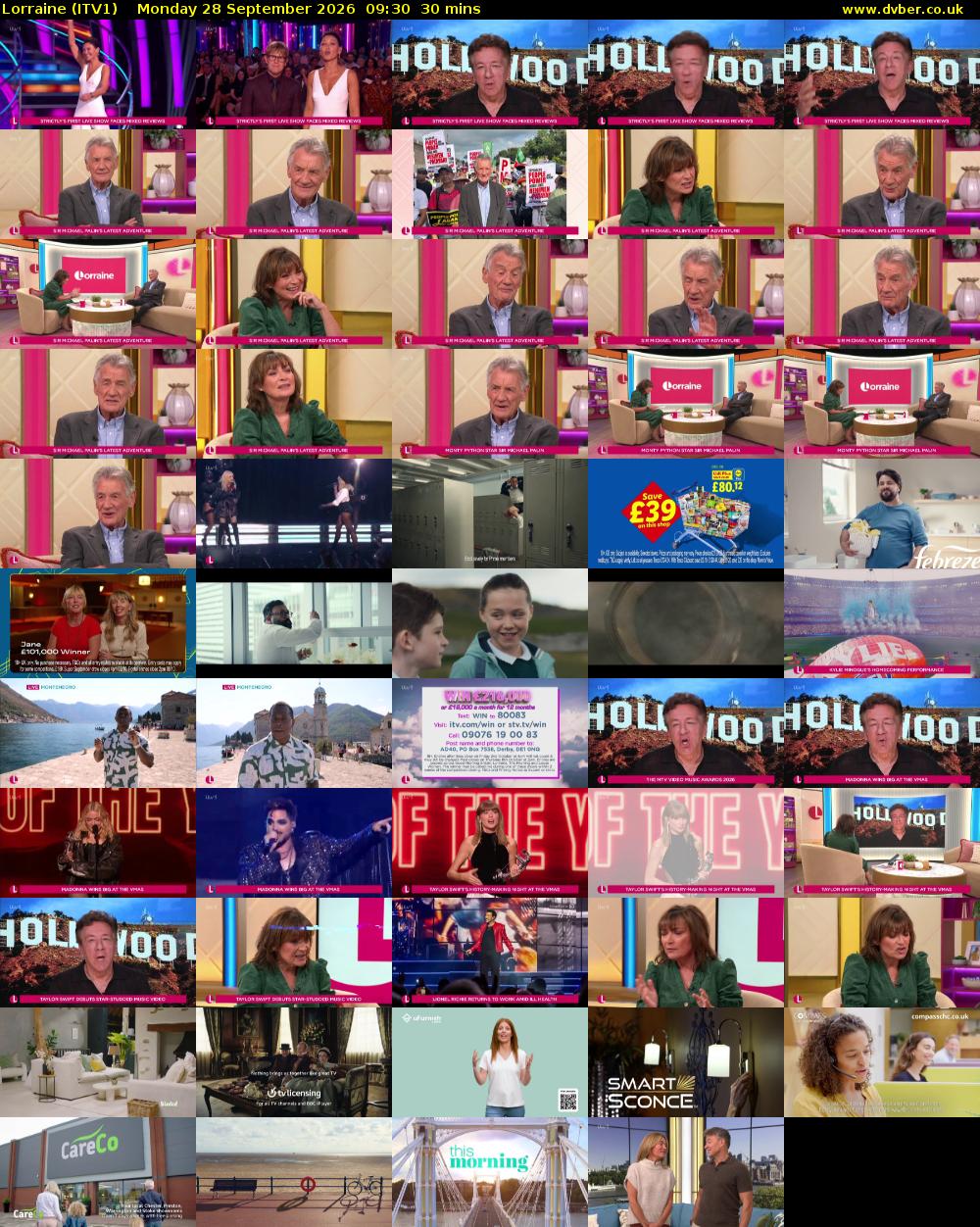 Lorraine (ITV1) Monday 28 September 2026 09:30 - 10:00