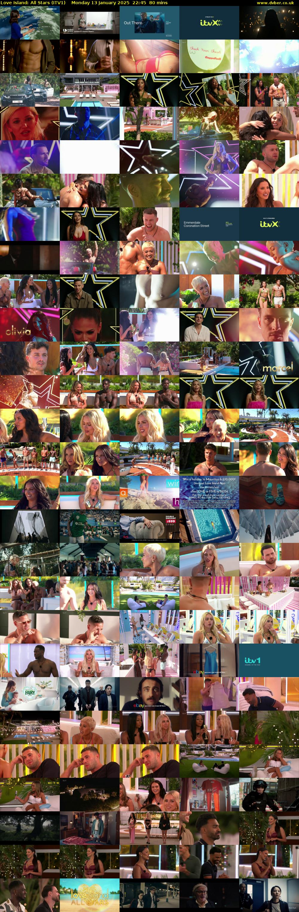 Love Island: All Stars (ITV1) Monday 13 January 2025 22:45 - 00:05