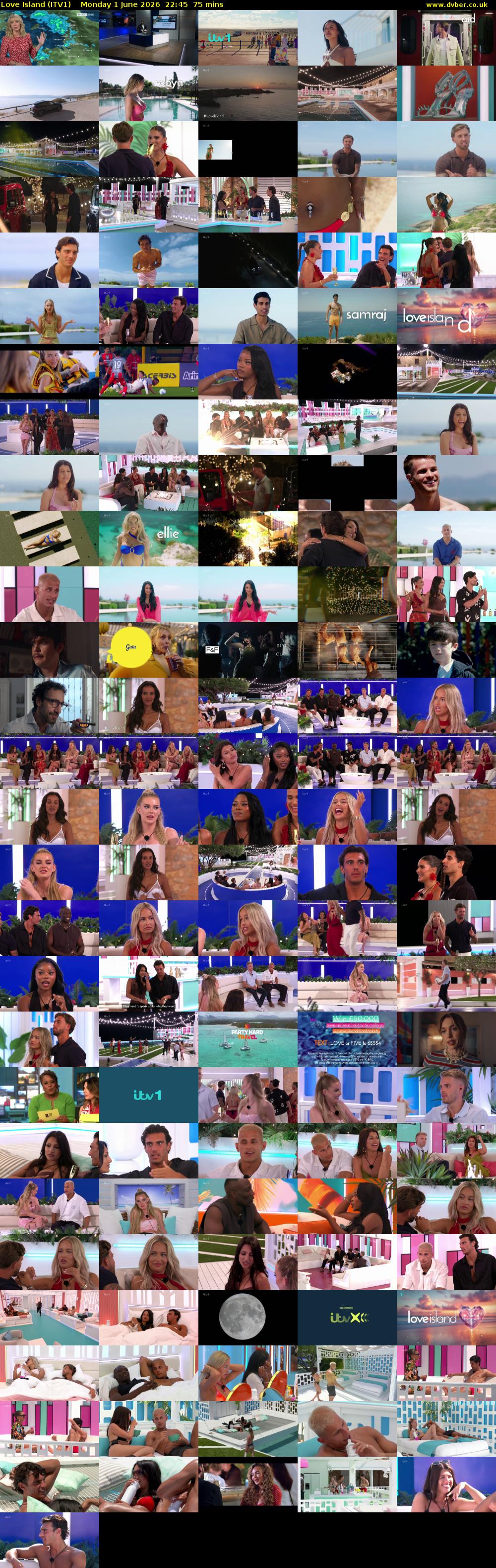 Love Island (ITV1) Monday 1 June 2026 22:45 - 00:00