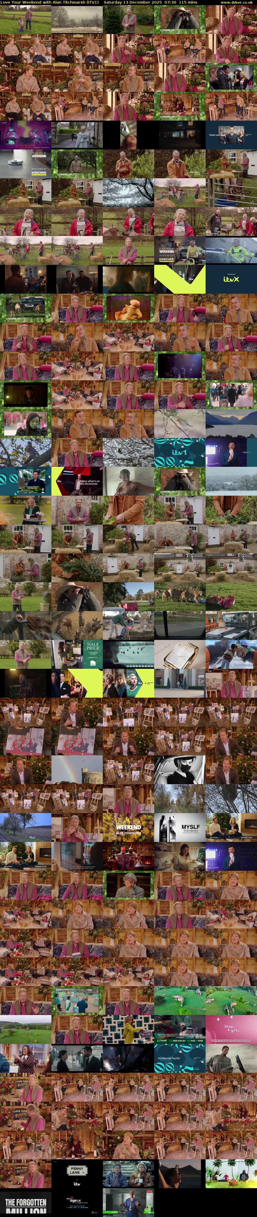 Love Your Weekend with Alan Titchmarsh (ITV1) Saturday 13 December 2025 07:30 - 09:25