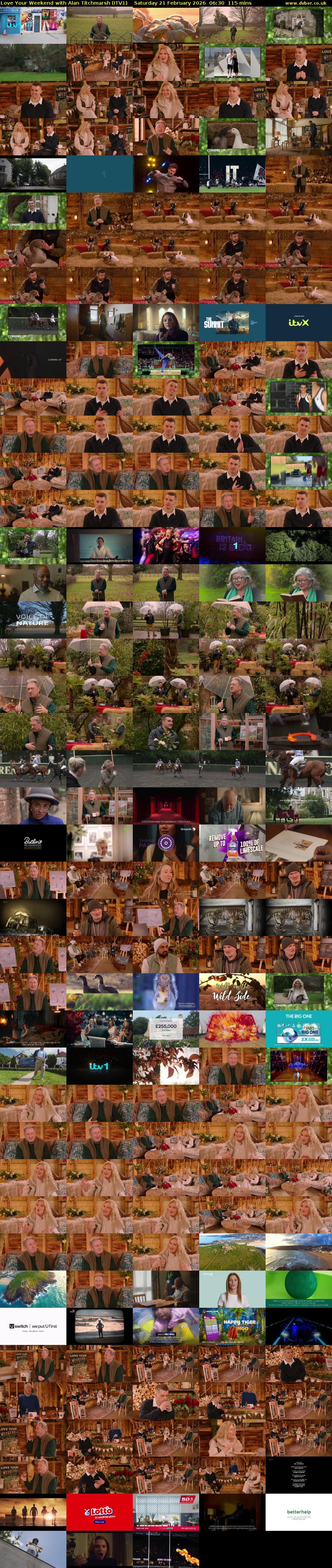 Love Your Weekend with Alan Titchmarsh (ITV1) Saturday 21 February 2026 06:30 - 08:25