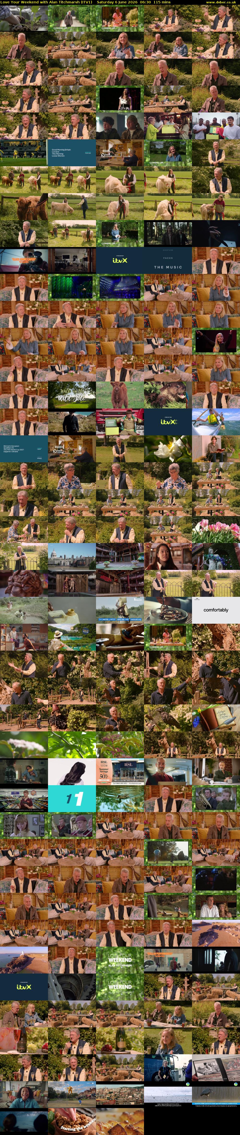 Love Your Weekend with Alan Titchmarsh (ITV1) Saturday 6 June 2026 06:30 - 08:25