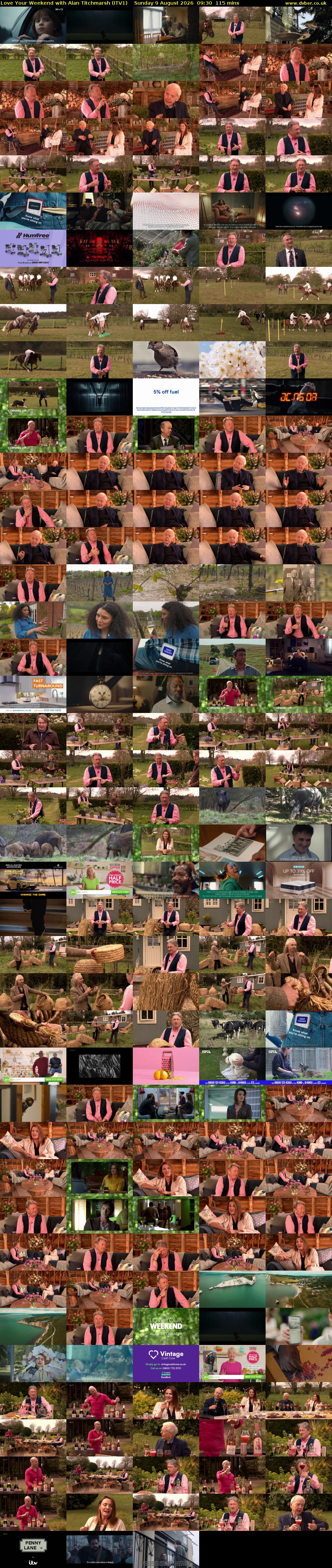 Love Your Weekend with Alan Titchmarsh (ITV1) Sunday 9 August 2026 09:30 - 11:25
