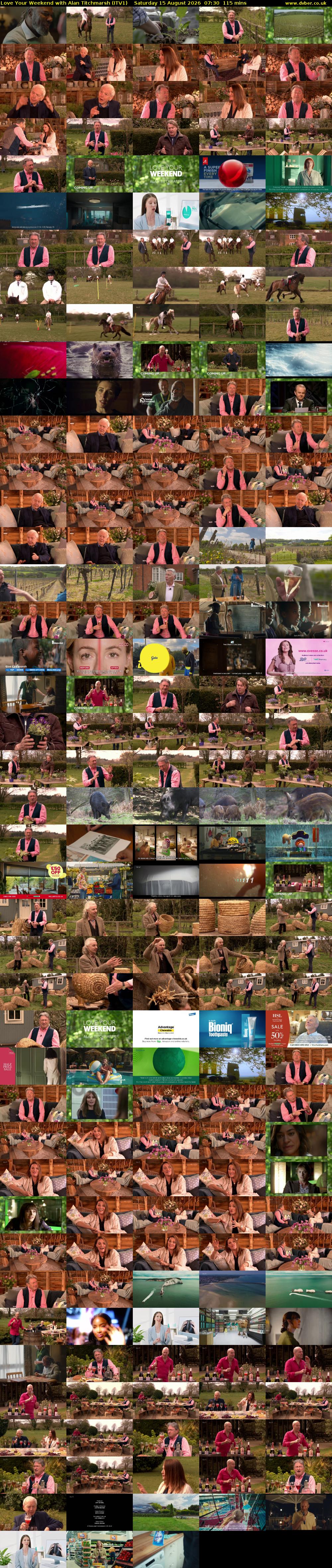 Love Your Weekend with Alan Titchmarsh (ITV1) Saturday 15 August 2026 07:30 - 09:25