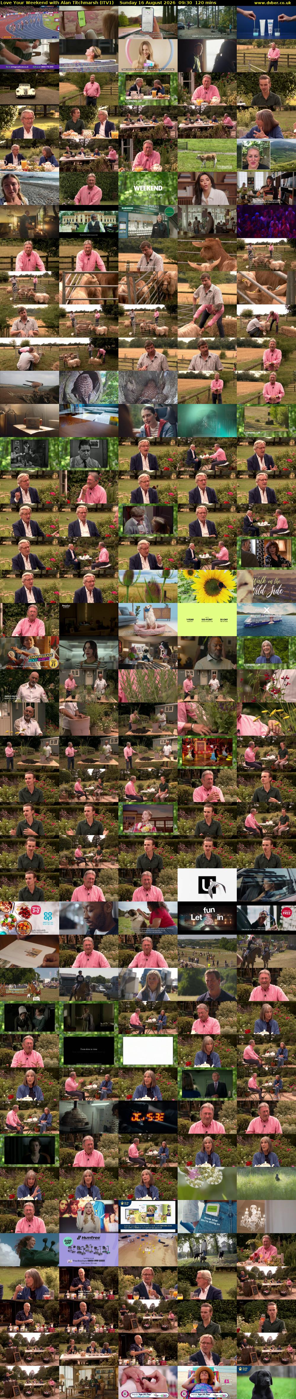 Love Your Weekend with Alan Titchmarsh (ITV1) Sunday 16 August 2026 09:30 - 11:30