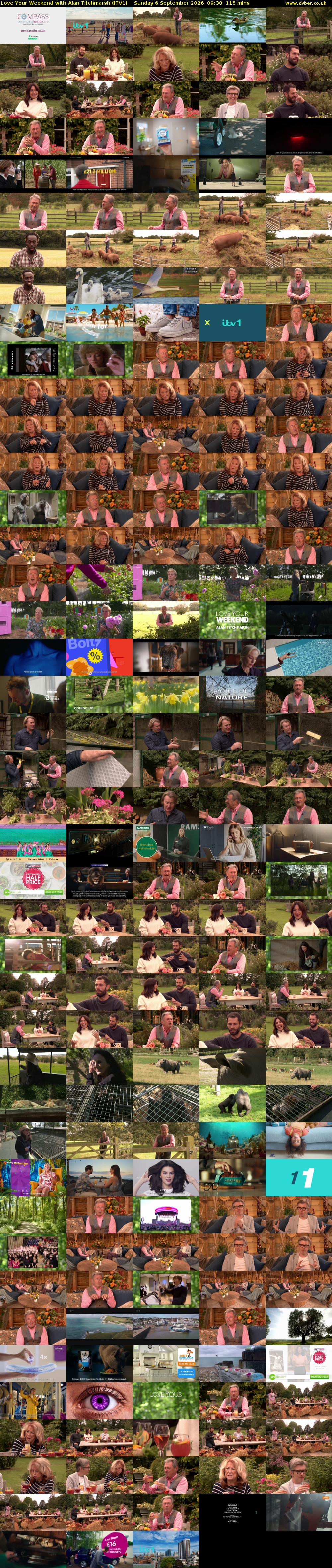 Love Your Weekend with Alan Titchmarsh (ITV1) Sunday 6 September 2026 09:30 - 11:25