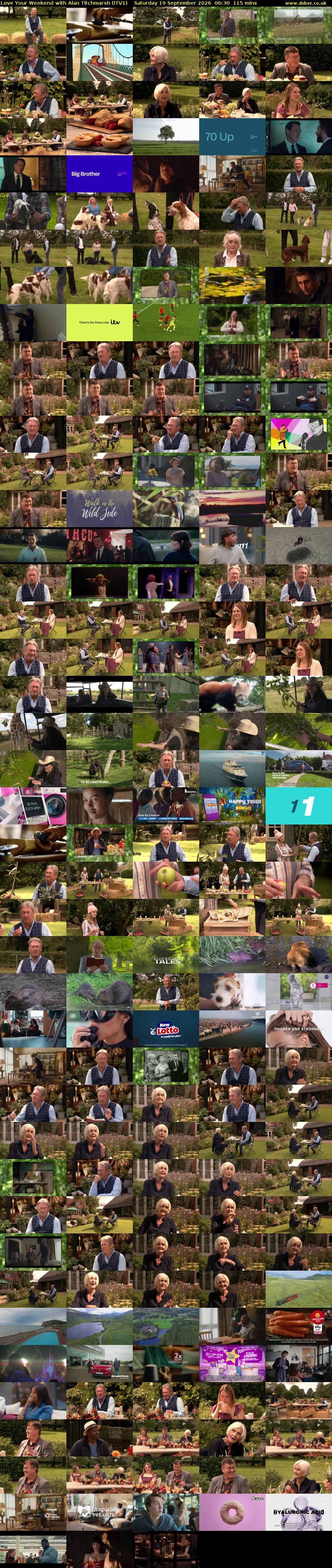 Love Your Weekend with Alan Titchmarsh (ITV1) Saturday 19 September 2026 06:30 - 08:25