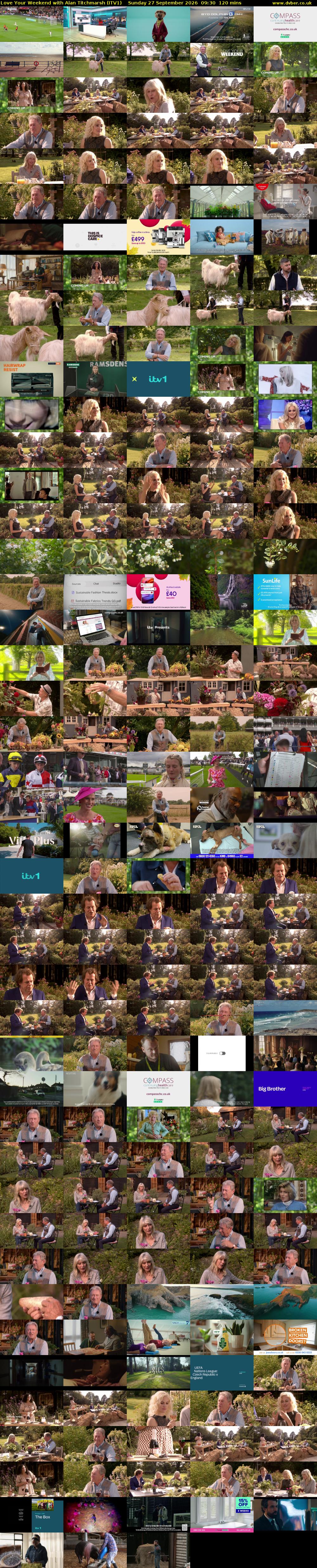 Love Your Weekend with Alan Titchmarsh (ITV1) Sunday 27 September 2026 09:30 - 11:30