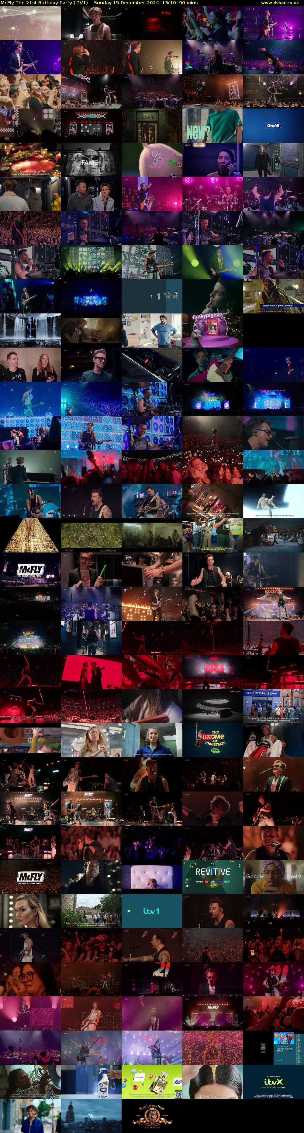 McFly The 21st Birthday Party (ITV1) Sunday 15 December 2024 13:10 - 14:40