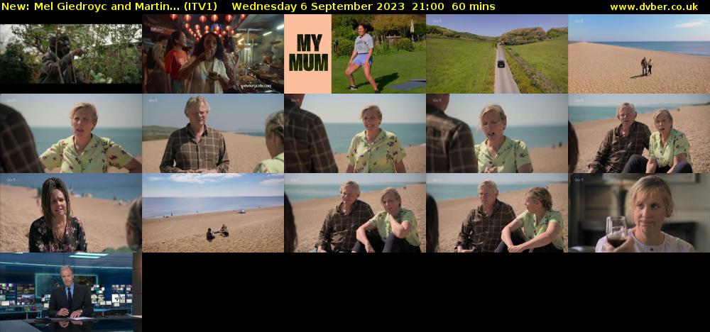 Mel Giedroyc and Martin... (ITV1) Wednesday 6 September 2023 21:00 - 22:00