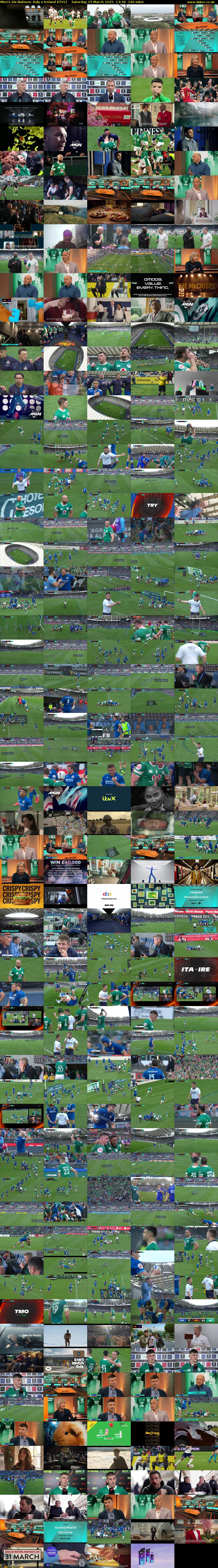 Men's Six Nations: Italy v Ireland (ITV1) Saturday 15 March 2025 13:30 - 16:40