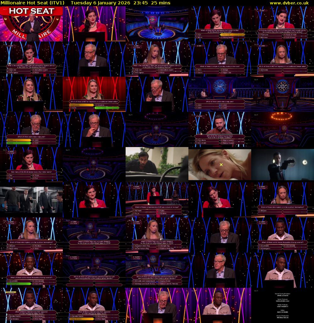 Millionaire Hot Seat (ITV1) Tuesday 6 January 2026 23:45 - 00:10