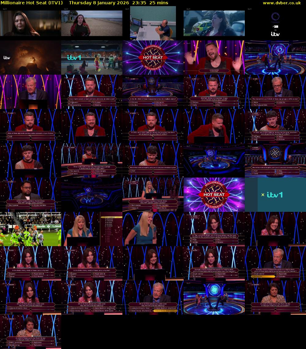Millionaire Hot Seat (ITV1) Thursday 8 January 2026 23:35 - 00:00