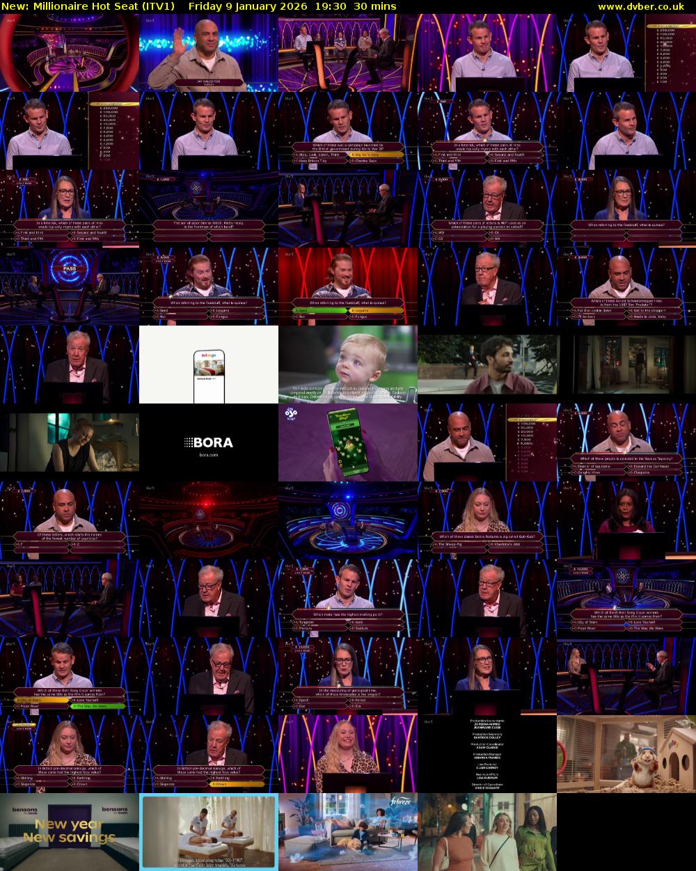 Millionaire Hot Seat (ITV1) Friday 9 January 2026 19:30 - 20:00