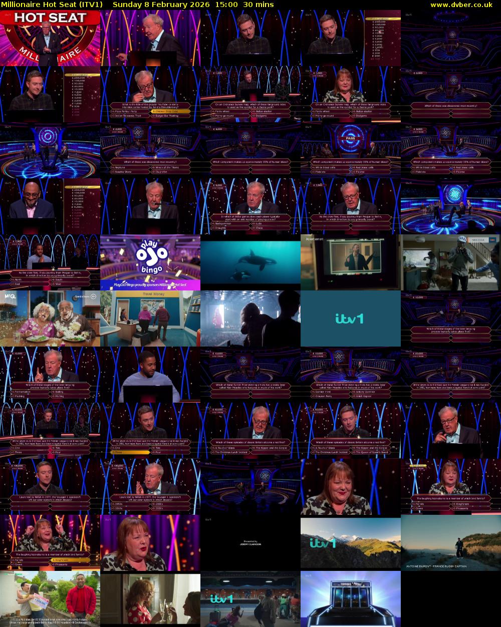 Millionaire Hot Seat (ITV1) Sunday 8 February 2026 15:00 - 15:30