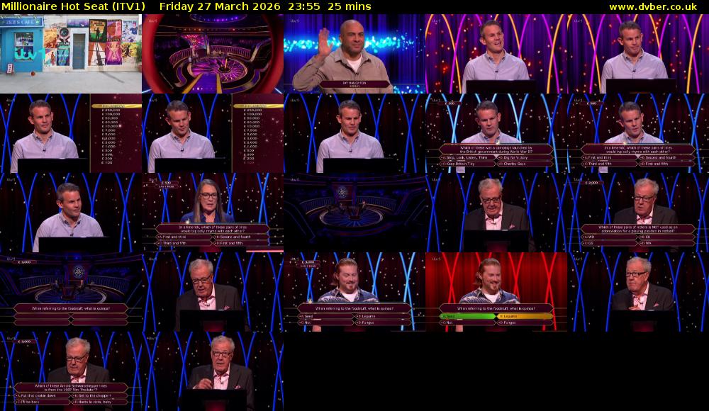 Millionaire Hot Seat (ITV1) Friday 27 March 2026 23:55 - 00:20