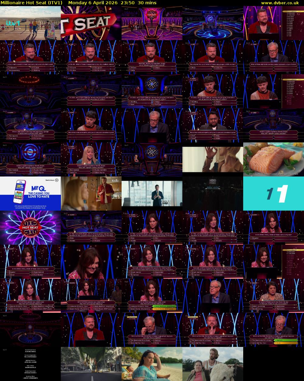 Millionaire Hot Seat (ITV1) Monday 6 April 2026 23:50 - 00:20