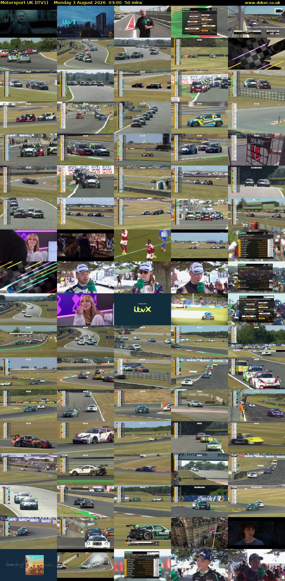 Motorsport UK (ITV1) Monday 3 August 2026 03:00 - 03:50