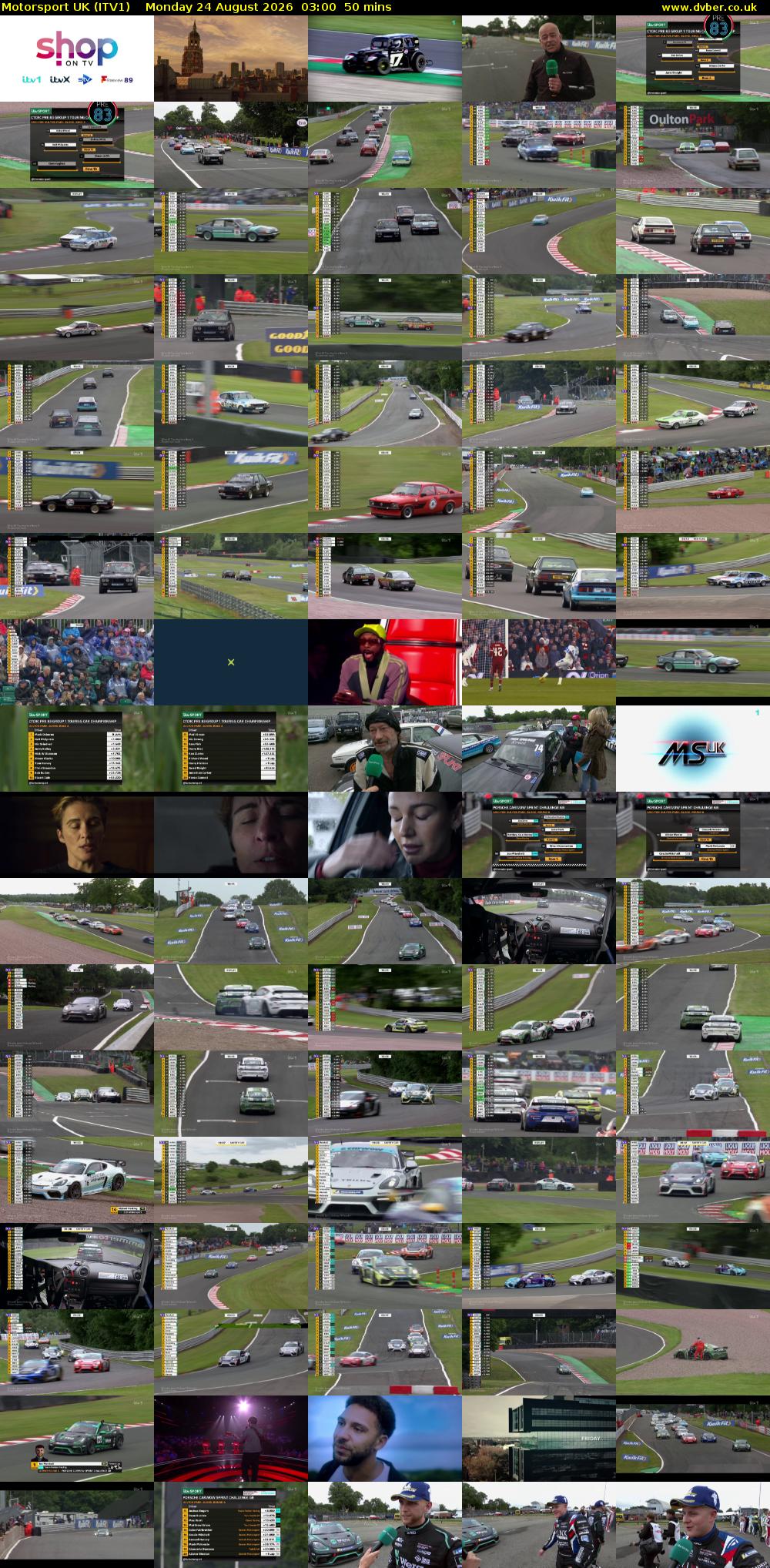 Motorsport UK (ITV1) Monday 24 August 2026 03:00 - 03:50