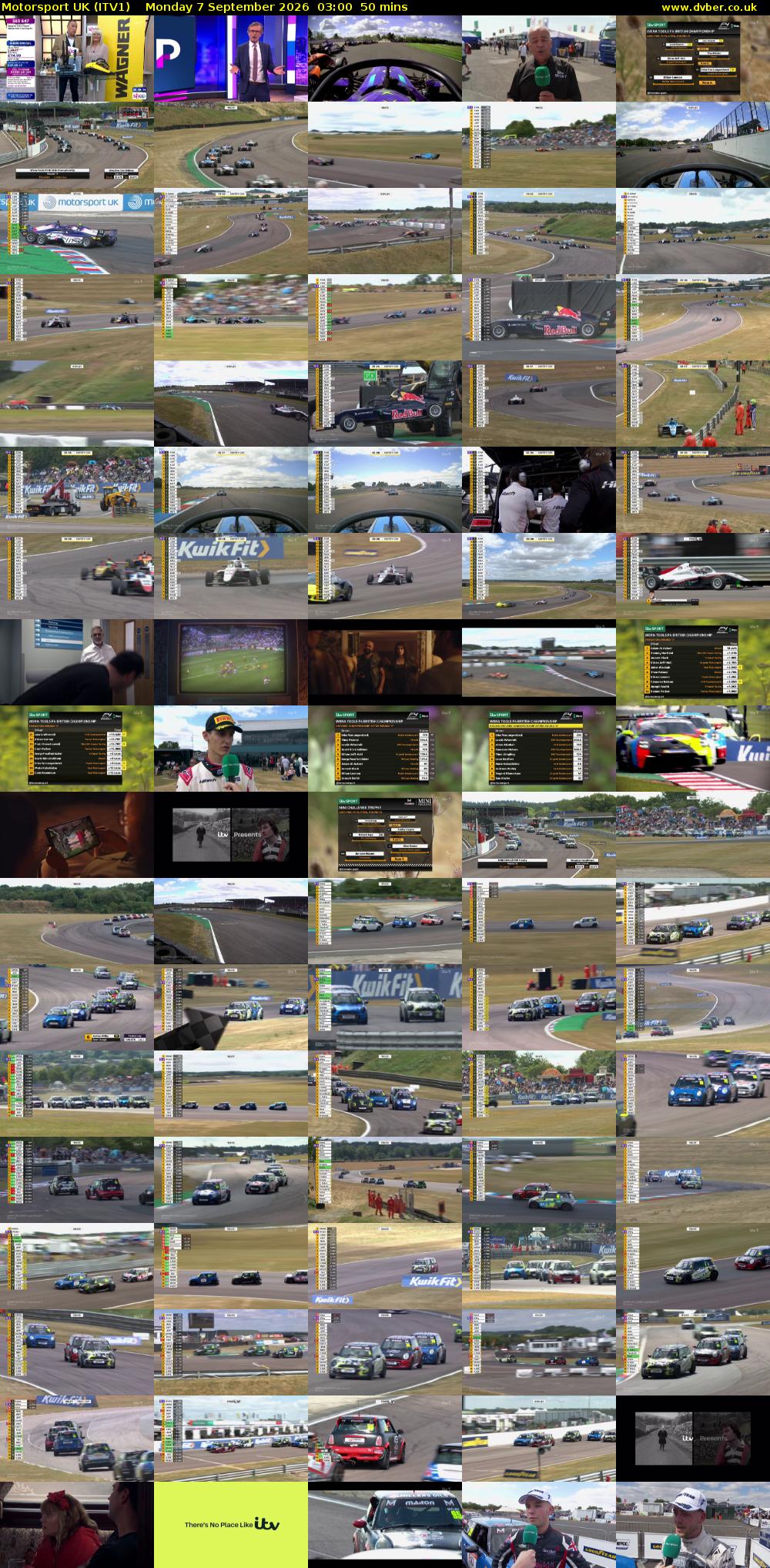 Motorsport UK (ITV1) Monday 7 September 2026 03:00 - 03:50