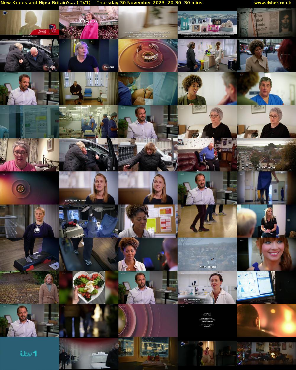 New Knees and Hips: Britain's... (ITV1) Thursday 30 November 2023 20:30 - 21:00