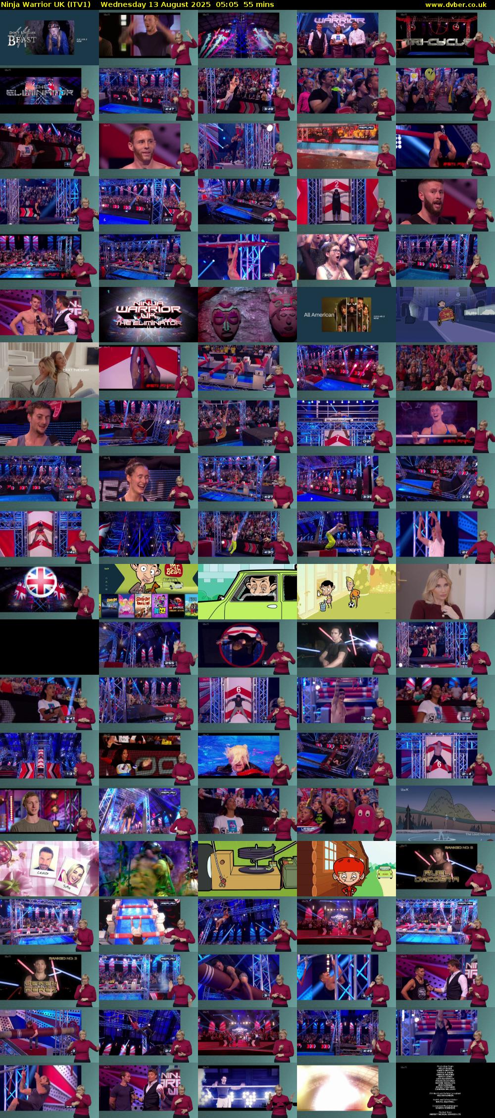 Ninja Warrior UK (ITV1) Wednesday 13 August 2025 05:05 - 06:00