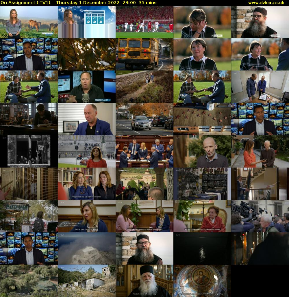 On Assignment (ITV1) Thursday 1 December 2022 23:00 - 23:35