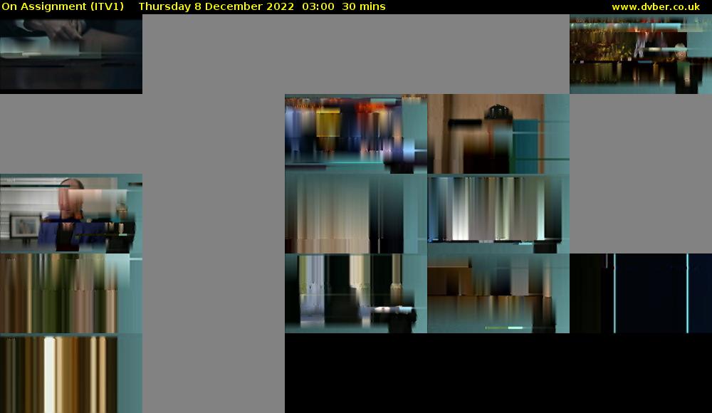 On Assignment (ITV1) Thursday 8 December 2022 03:00 - 03:30