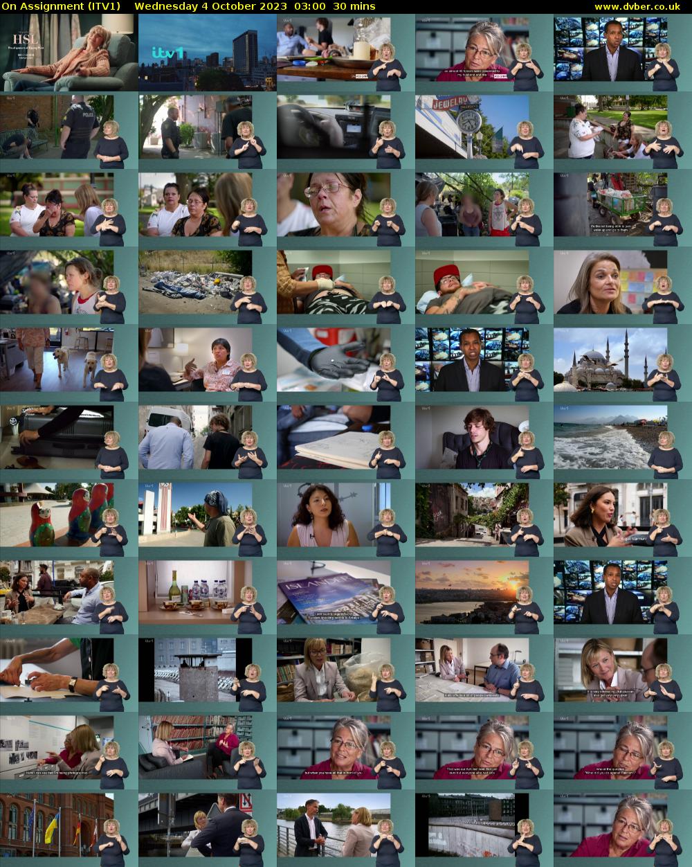 On Assignment (ITV1) Wednesday 4 October 2023 03:00 - 03:30