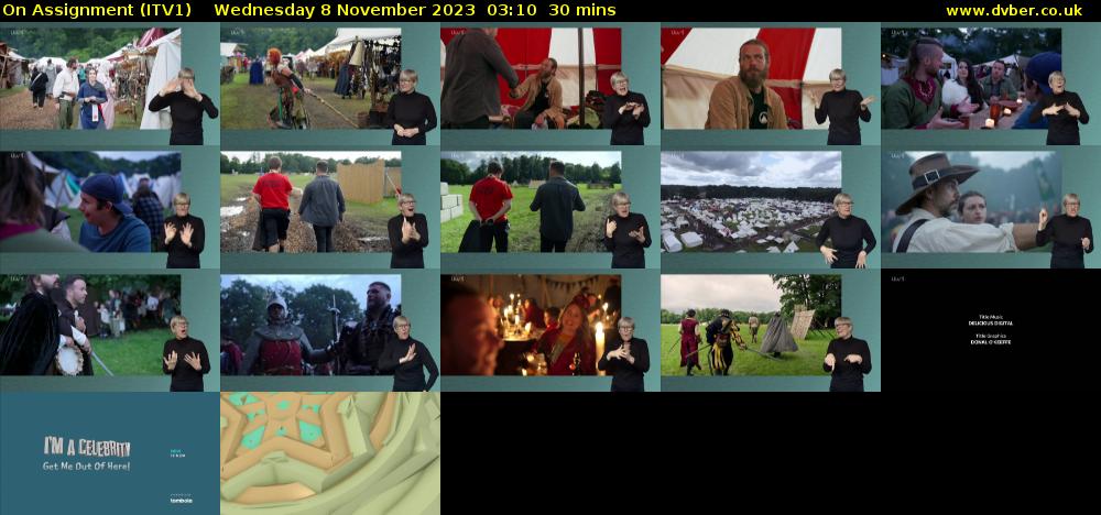 On Assignment (ITV1) Wednesday 8 November 2023 03:10 - 03:40