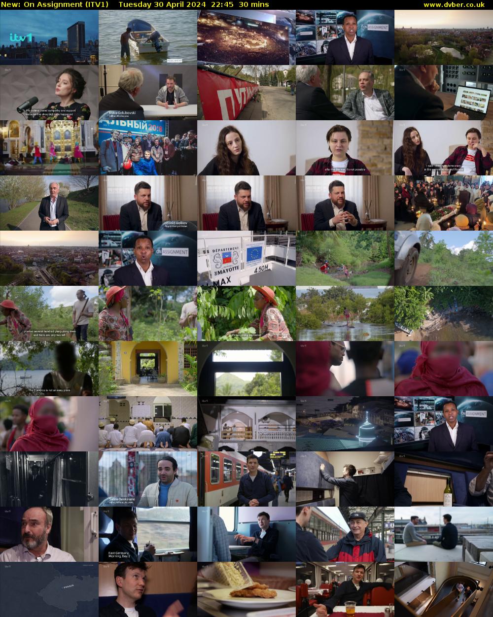 On Assignment (ITV1) Tuesday 30 April 2024 22:45 - 23:15