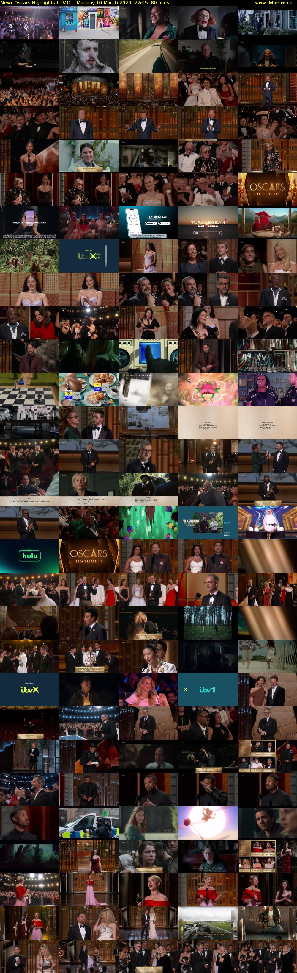 Oscars Highlights (ITV1) Monday 16 March 2026 22:45 - 00:05