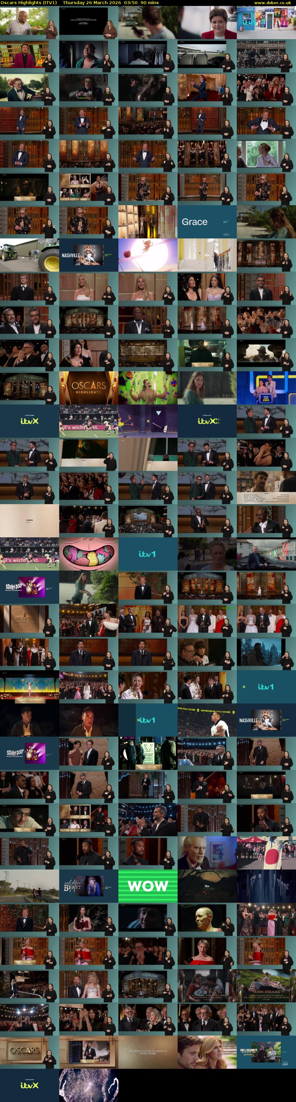 Oscars Highlights (ITV1) Thursday 26 March 2026 03:50 - 05:20