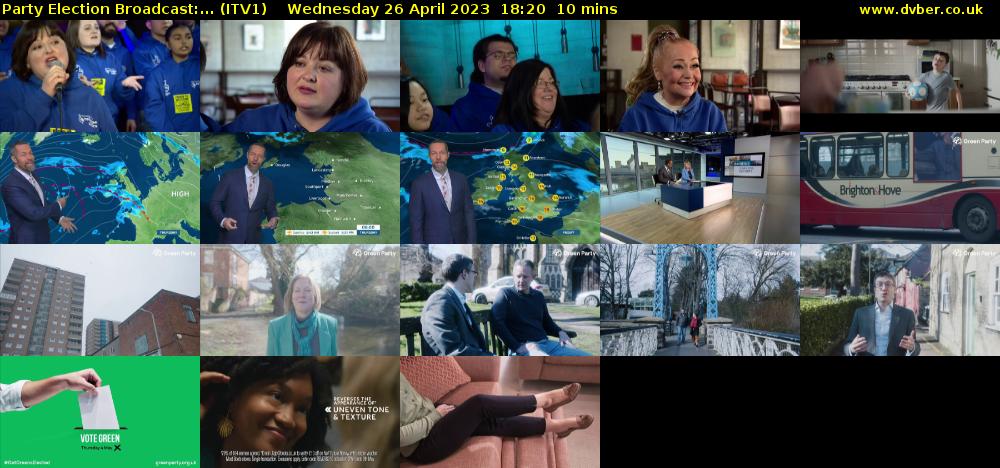 Party Election Broadcast:... (ITV1) Wednesday 26 April 2023 18:20 - 18:30