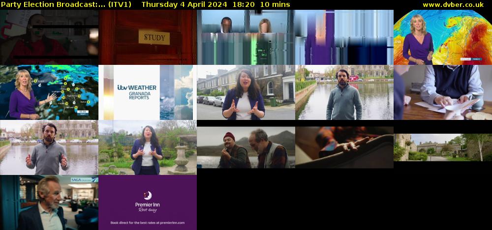 Party Election Broadcast:... (ITV1) Thursday 4 April 2024 18:20 - 18:30