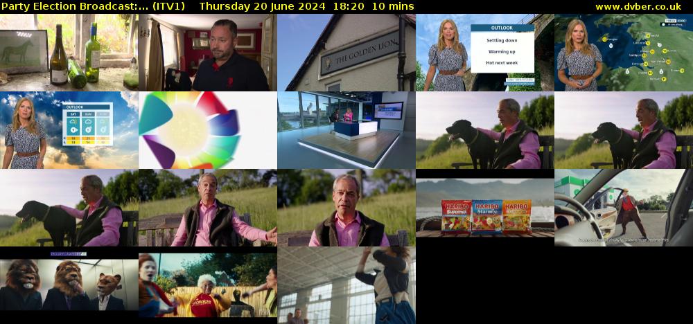 Party Election Broadcast:... (ITV1) Thursday 20 June 2024 18:20 - 18:30