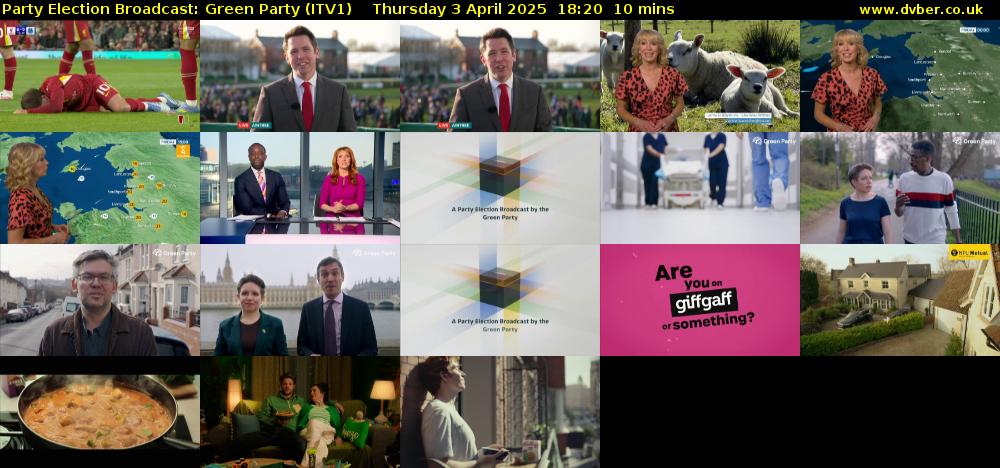 Party Election Broadcast: Green Party (ITV1) Thursday 3 April 2025 18:20 - 18:30