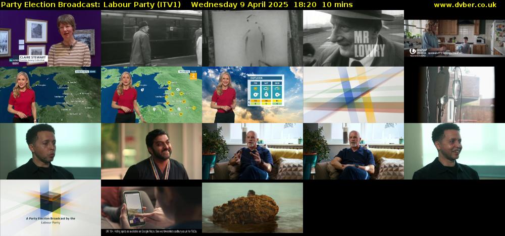 Party Election Broadcast: Labour Party (ITV1) Wednesday 9 April 2025 18:20 - 18:30