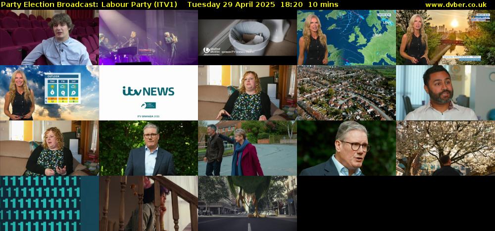 Party Election Broadcast: Labour Party (ITV1) Tuesday 29 April 2025 18:20 - 18:30