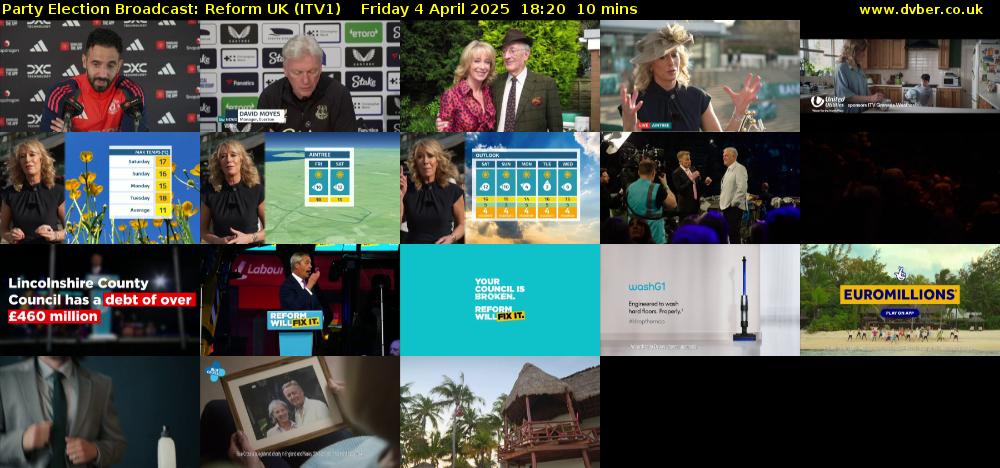 Party Election Broadcast: Reform UK (ITV1) Friday 4 April 2025 18:20 - 18:30