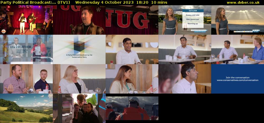 Party Political Broadcast:... (ITV1) Wednesday 4 October 2023 18:20 - 18:30