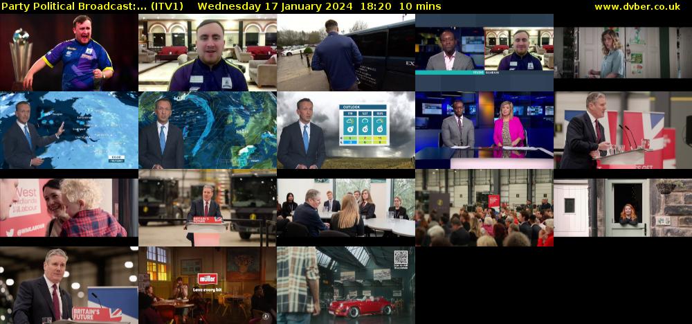 Party Political Broadcast:... (ITV1) Wednesday 17 January 2024 18:20 - 18:30