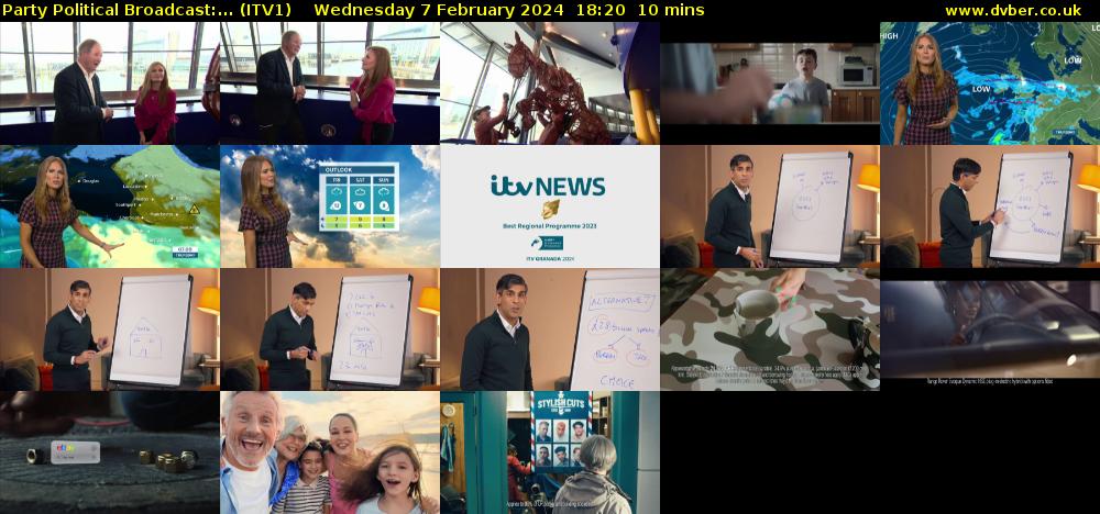 Party Political Broadcast:... (ITV1) Wednesday 7 February 2024 18:20 - 18:30